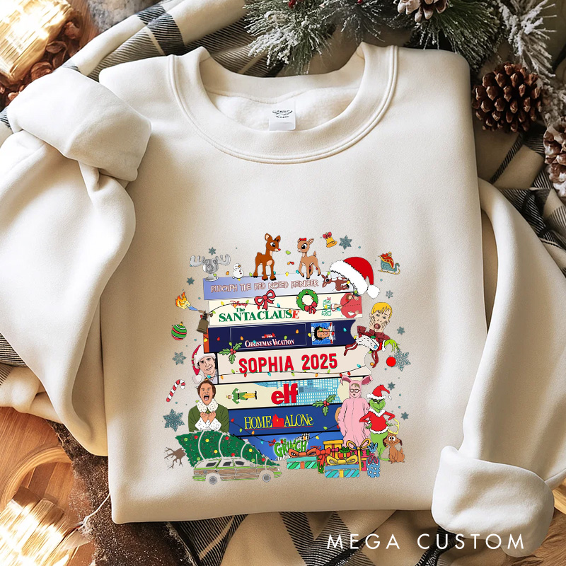 Personalized Retro Christmas Movies Classic Sweatshirt Christmas Film Crewneck Movie Holiday Shirt