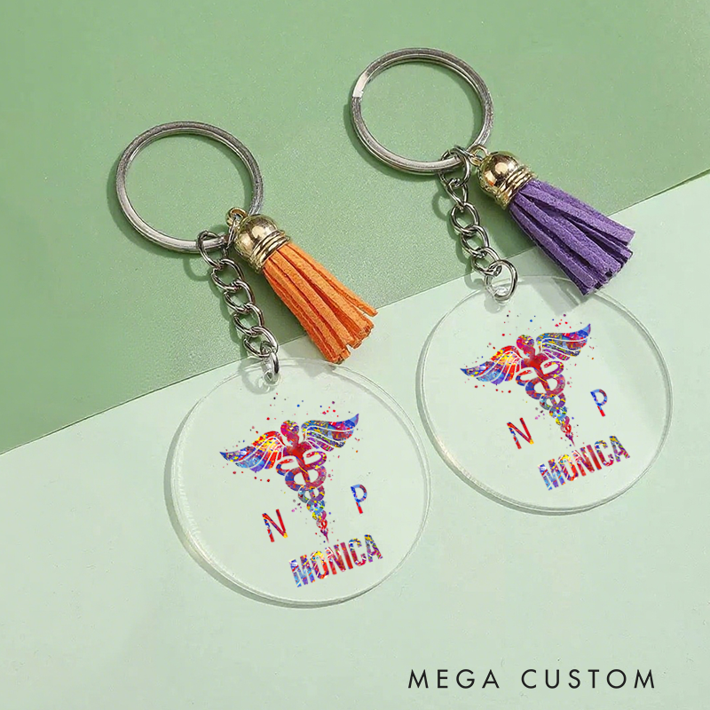 Personalized Acrylic Tassel Keychain for Nurse Customized Nurse Practitioner Design Keychain Nurse Week Gift