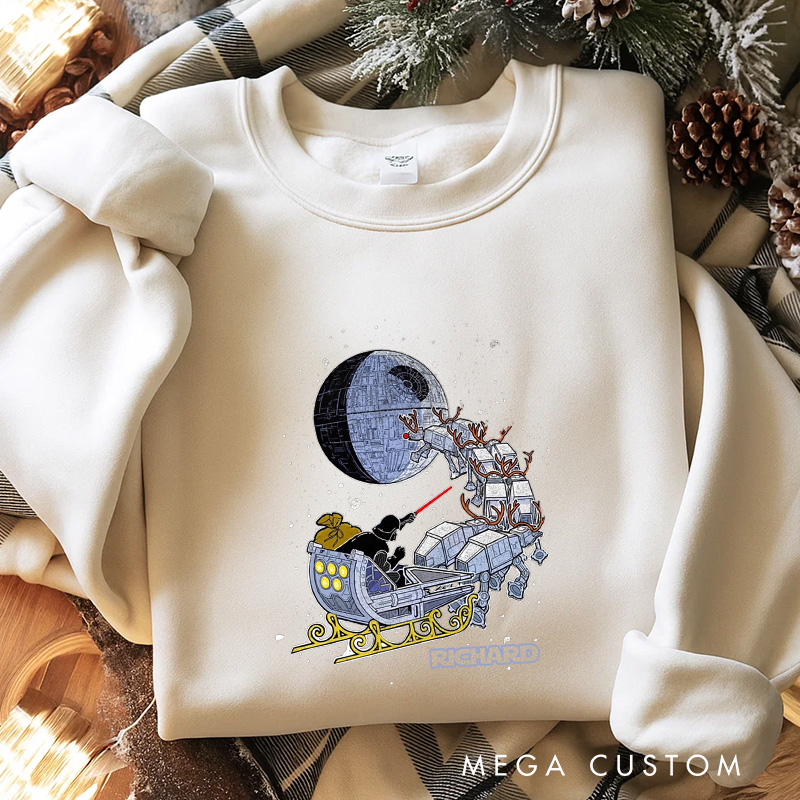 Personalized Star Sled Christmas Classic Sweatshirt Galaxy War Film Crewneck Movie Holiday Shirt