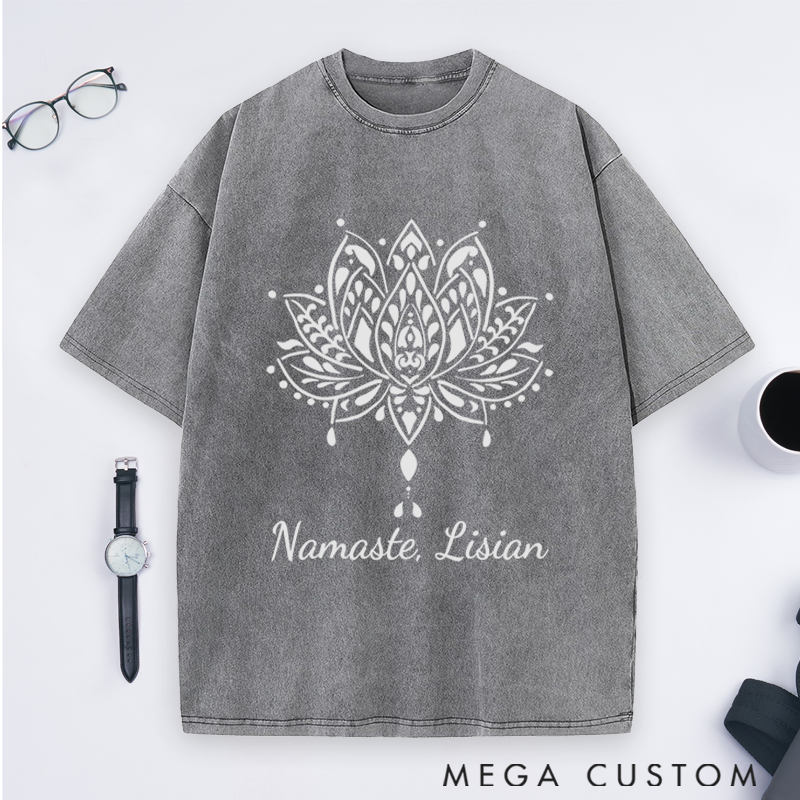 Personalized Namaste T-Shirt with Elegant Lotus Design Perfect Gift for Yoga Lover and Daily Wear