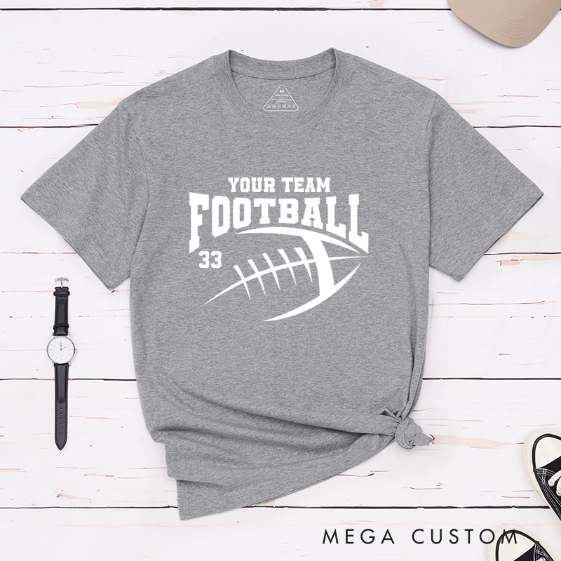 Personalized American Football T-Shirts with Custom Mascot Team Name and Number