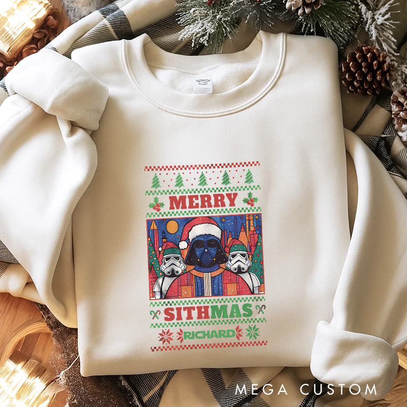 Personalized Sithmas Be with You Christmas Classic Sweatshirt Galaxy War Film Crewneck Movie Holiday Shirt