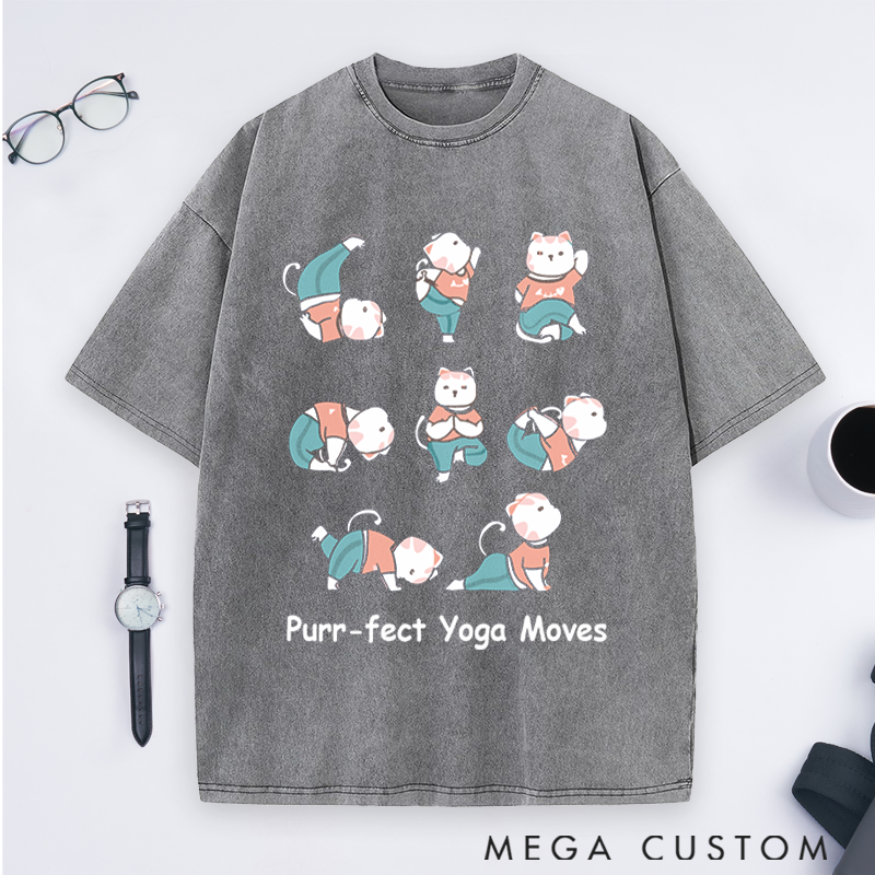 Personalized Yoga T-Shirt with Cute Cat Yoga Pose Design Perfect Gift for Yoga Lover and Cat Lover