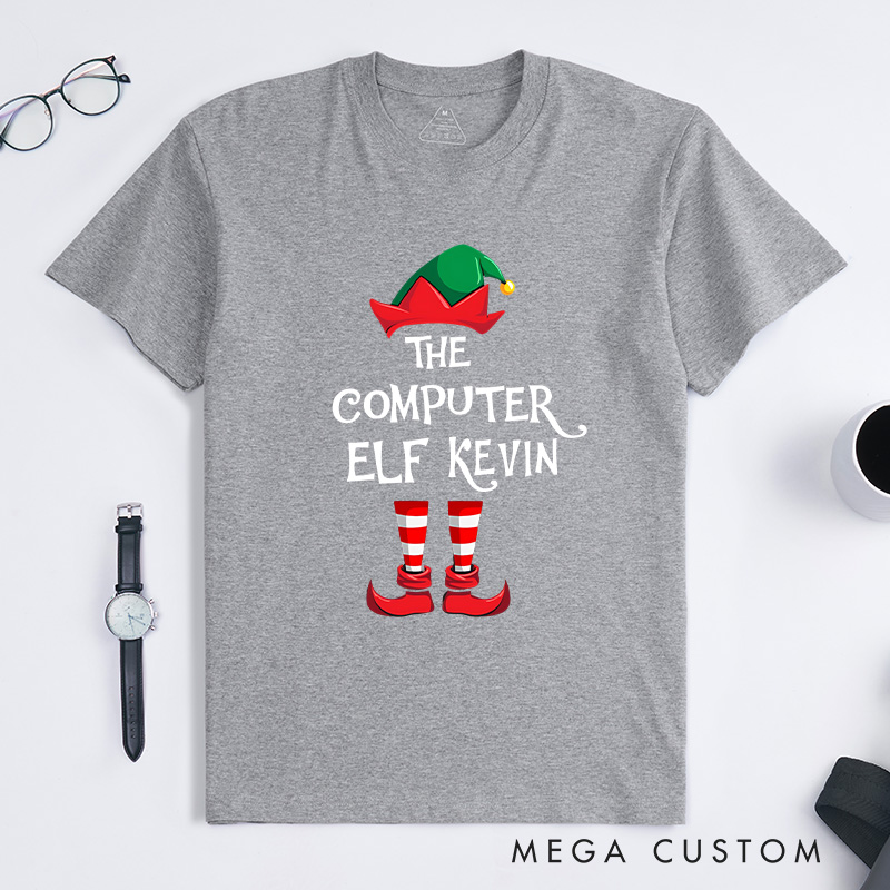 Personalized the Computer Elf Christmas T-Shirt Programmer Technology Lovers Shirt Christmas Gift for Geek