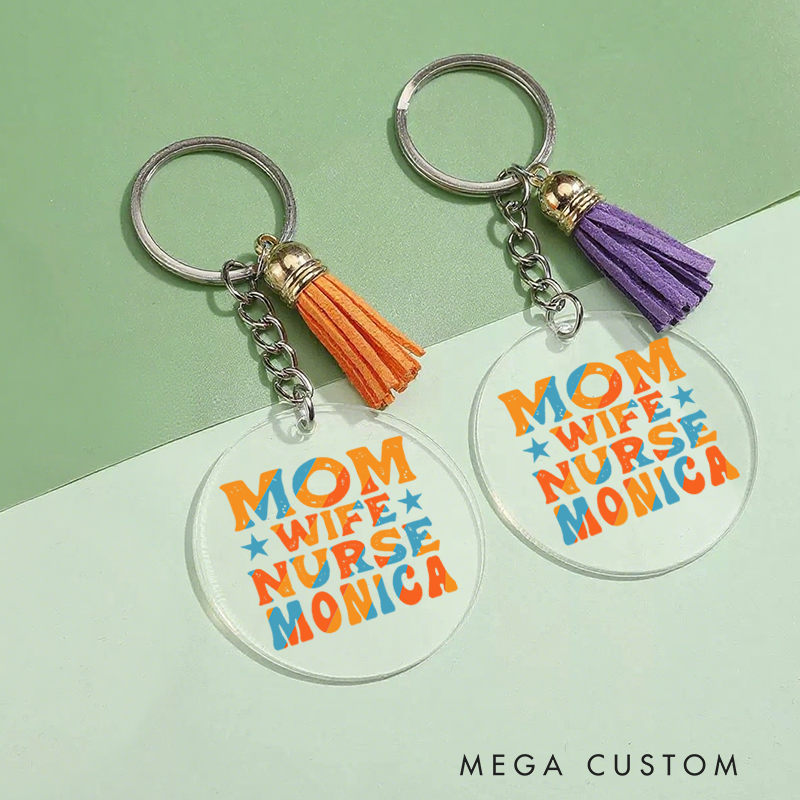 Personalized Acrylic Tassel Keychain for Nurse Customized Wife Mom Nurse Design Keychain Nurse Week Gift