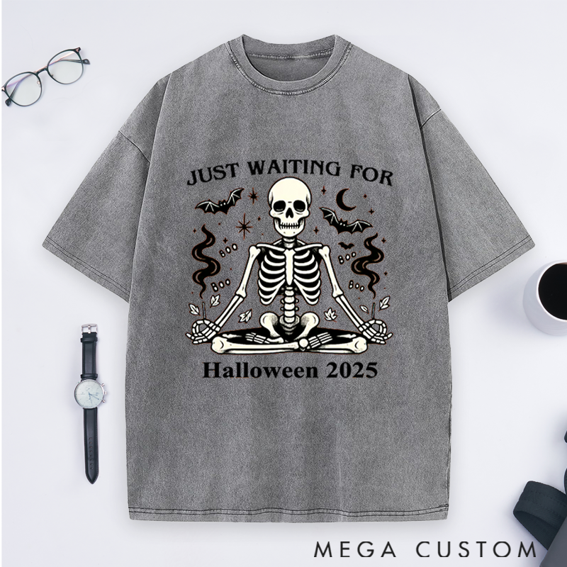 Personalized Funny Halloween Yoga T-Shirt with Skeleton Meditation Design Perfect Gift for Yoga Lover and Halloween