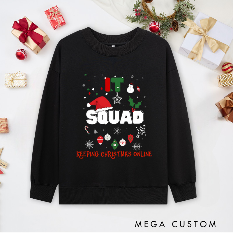 Personalized It Squad Christmas Sweatshirts Tech Teams Sweatshirts Computer Technology Lovers Sweatshirts Christmas Gift for Geek Nerd