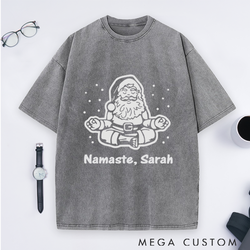 Personalized Santa Yoga T-Shirt with Namaste Design Perfect Gift for Yoga Lover and Christmas
