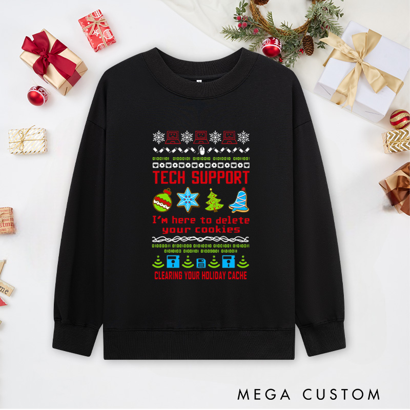 Personalized Tech Support Christmas Classic Sweatshirts Programmer Computer Technology Lovers Sweatshirts Christmas Gift for Geek 