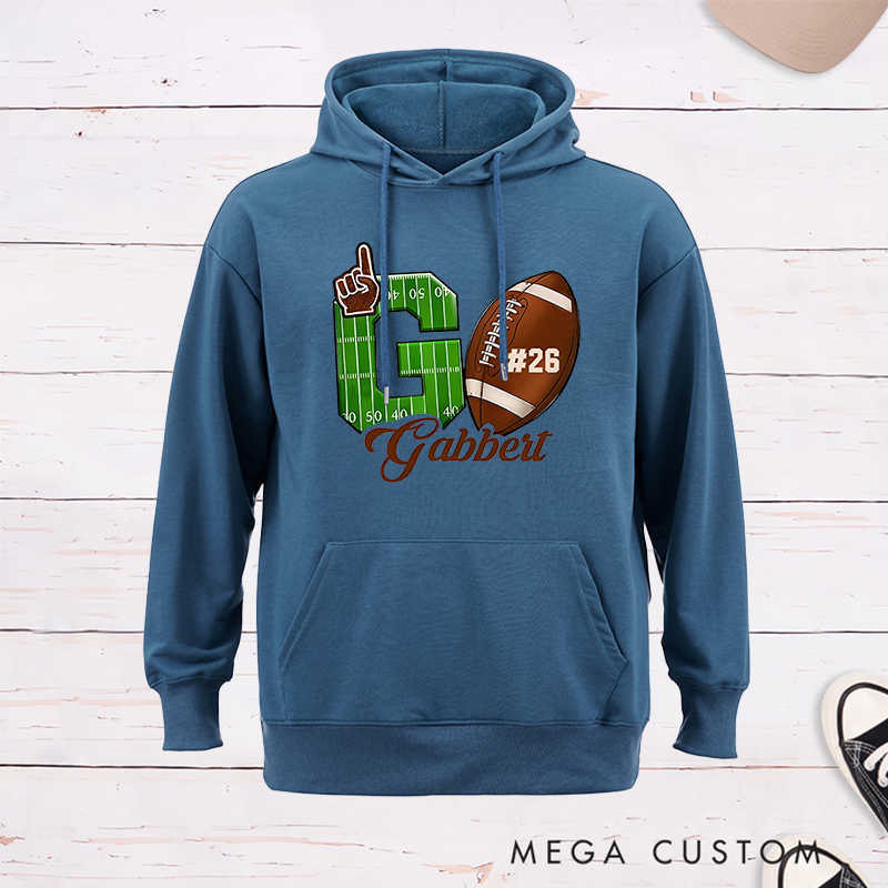 Personalized American Football Go Design Hoodie with Custom Name and Number