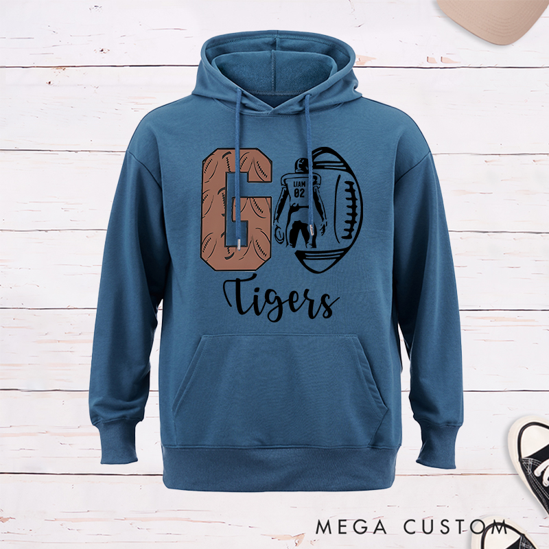 Personalized American Football Element Go Hoodie with Custom Name and Number