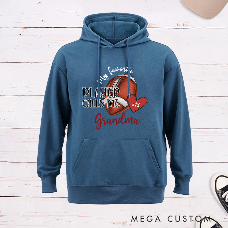 Personalized American Football  "My Favorite Player" Hoddies with Custom Number