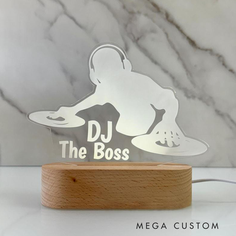 Personalized LED Lamp for Music Room DJ Night Light Unique Custom Club Decor DJ Gift Bedroom Lamp