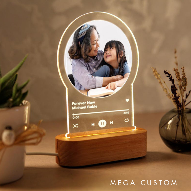 Personalized Music Night Light Custom Photo Song Plaque Custom Song Gift Custom Photo & Song Gift
