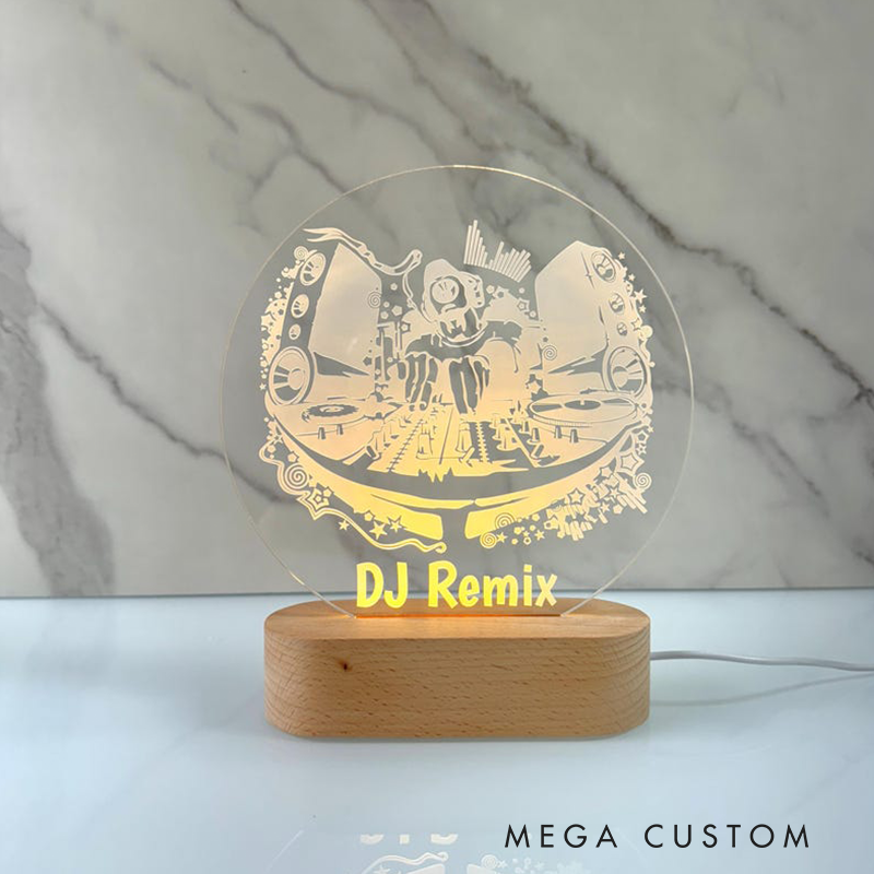 Personalized LED Lamp for Music Room, Unique Custom DJ Night Light and Club Decor DJ Gift Bedroom Lamp