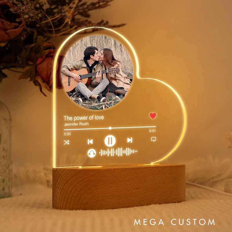 Personalized LED Song Plaque Couple Heart Night Light Custom Music Night Light Music Prints Photo Frame Lamp