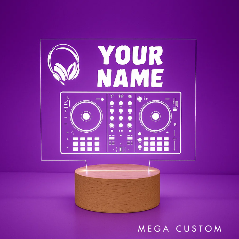 Personalized LED Lamp for Music Room and DJ Night Light Unique Acrylic Light Up DJ Mix Board Personalized Free Musician Gift