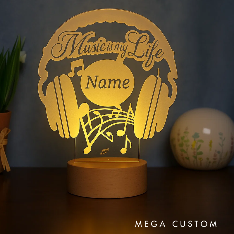 Personalized Music Deco LED Lamp Gift Idea for Music Lover Decor for Living Room Bedroom and Kids Room as Table Lamp and Night Light