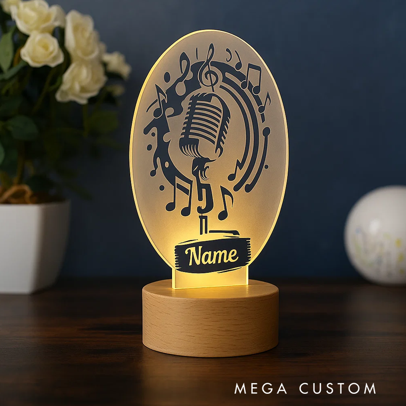 Personalized LED Lamp for Singers Perfect Musician Gift Idea Night Light for Music Lovers