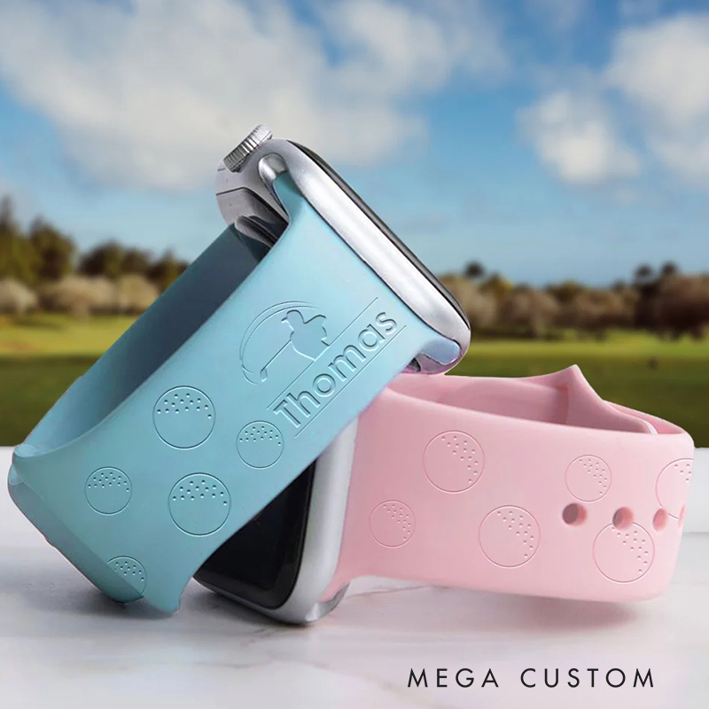 Personalized Golf Themed Silicone Watch Band with Custom Name