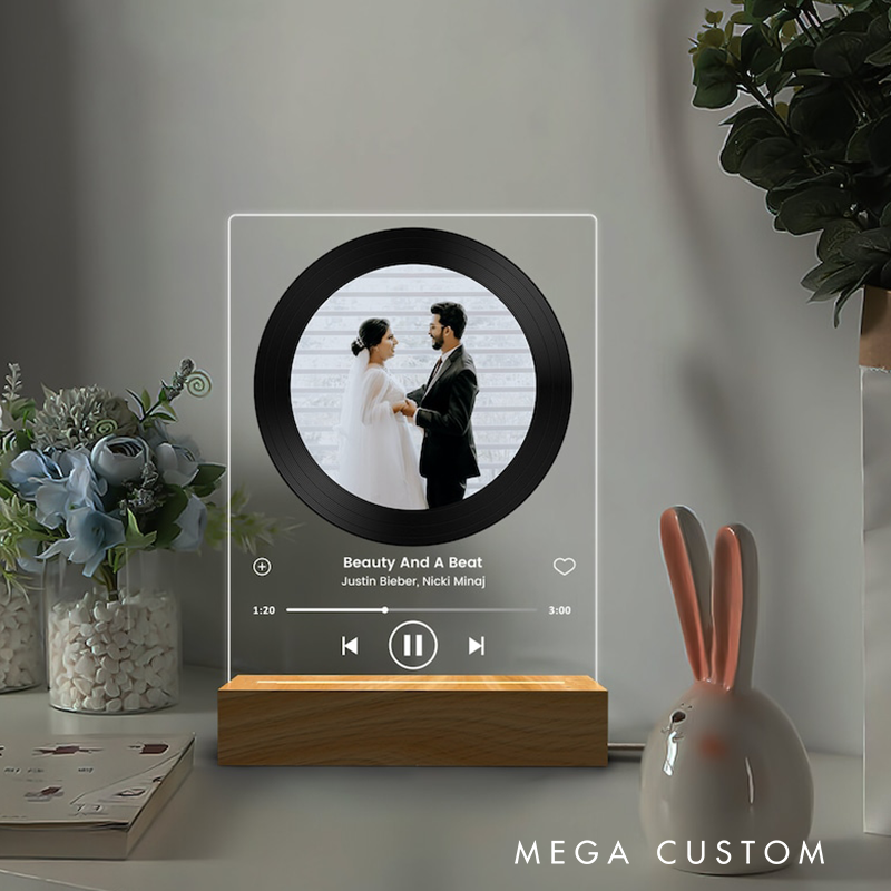 Personalized Music Photo Name Night Light Custom Photo Music Plaque Personalized Song Acrylic Plaque Bedroom Decor