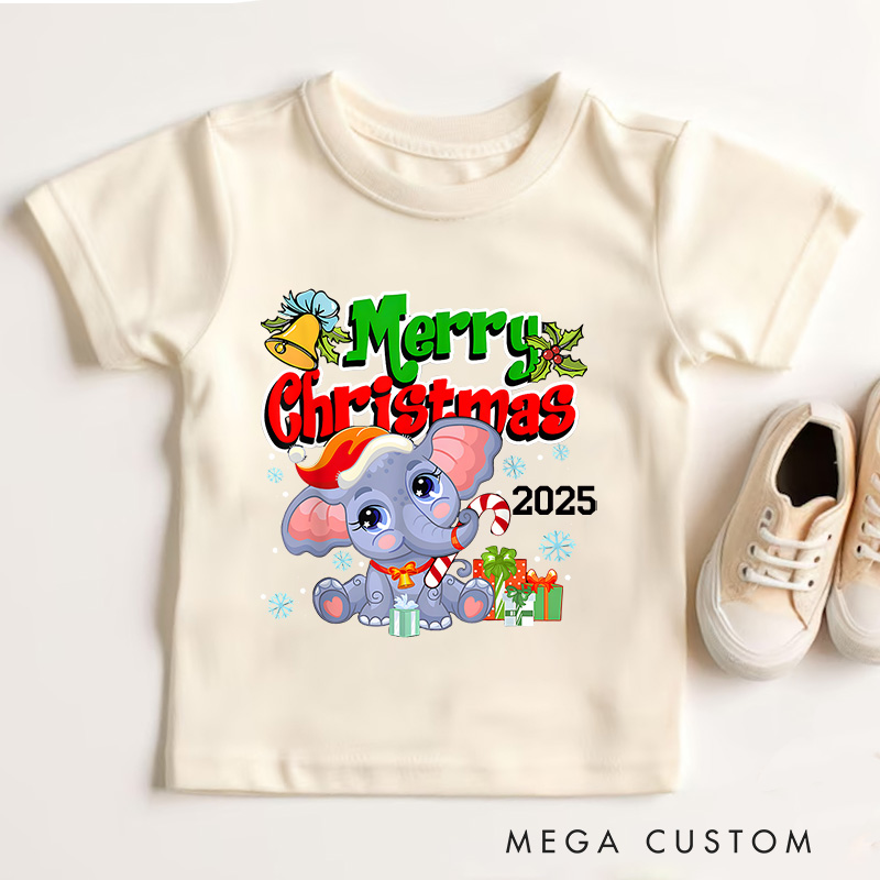 Personalized Festive Snowman with Colorful Christmas Gifts Christmas Kids T-Shirt