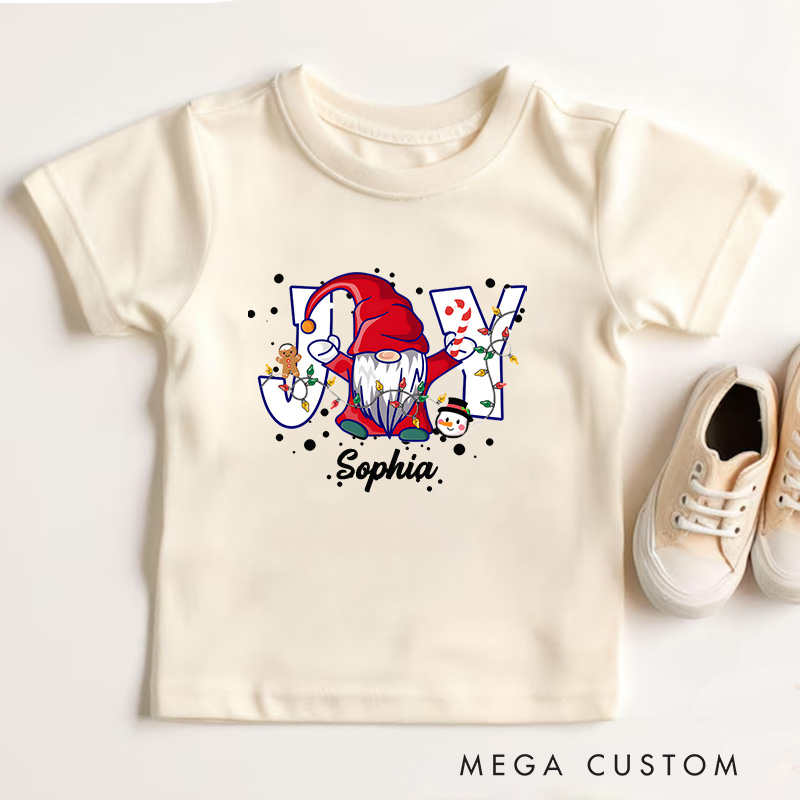 Personalized Joy with Festive Patterns and Christmas Accents Christmas Kids T-Shirt