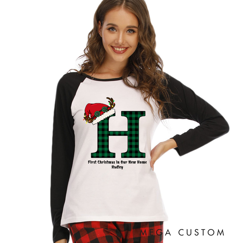 Personalized Family Christmas Name Pajamas Monogrammed Family Christmas Pajamas First Christmas in Our New Home Gifts