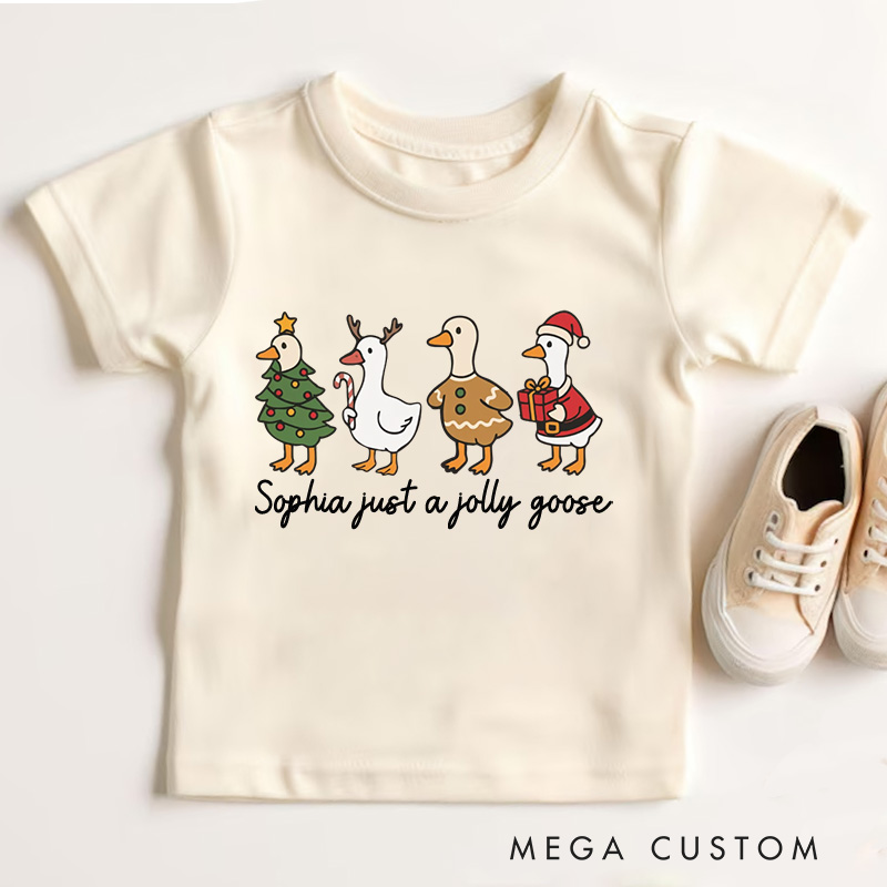 Personalized Just A Jolly Goose Kids T-Shirt Xmas Gifts