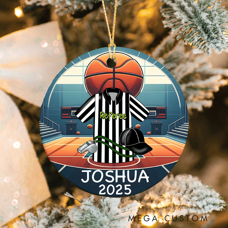 Personalized Basketball Referee Ornament with Custom Name and Year