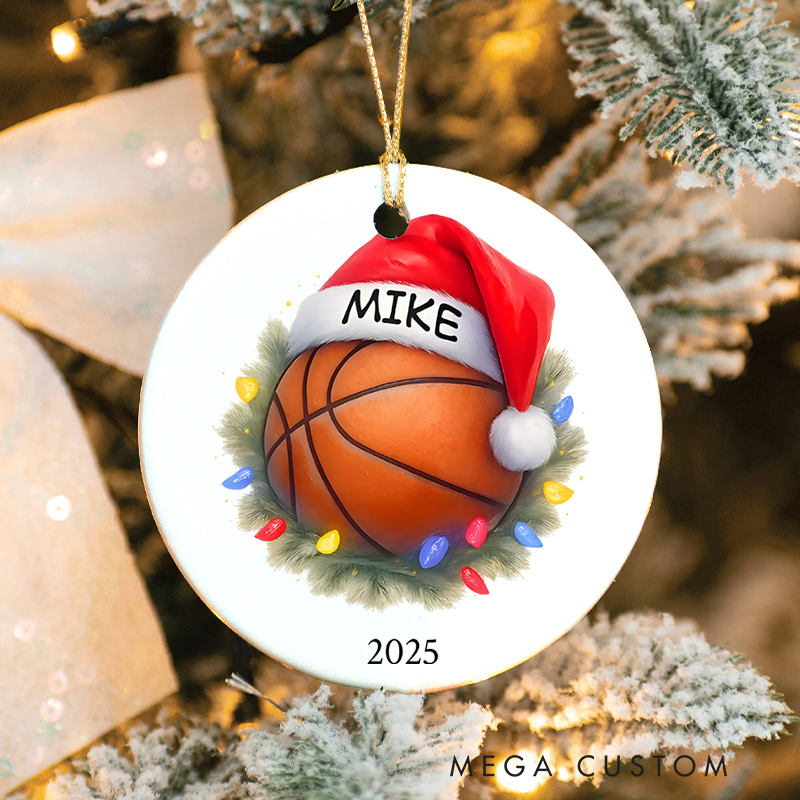 Personalized Basketball Christmas Ornament with Custom Name and Year