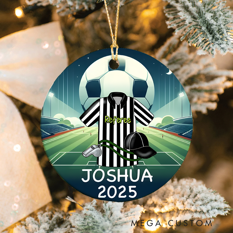 Personalized Soccer Referee Ornament with Custom Name and Year