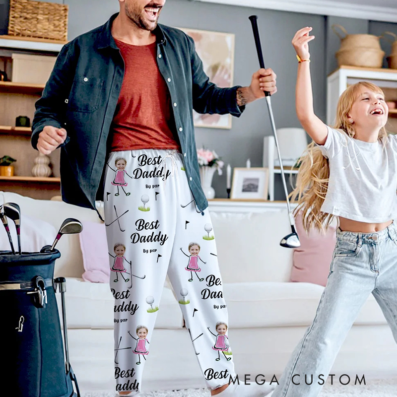 Personalized Best Mom and Dad Golf Pajama Pants with Custom Character Design  