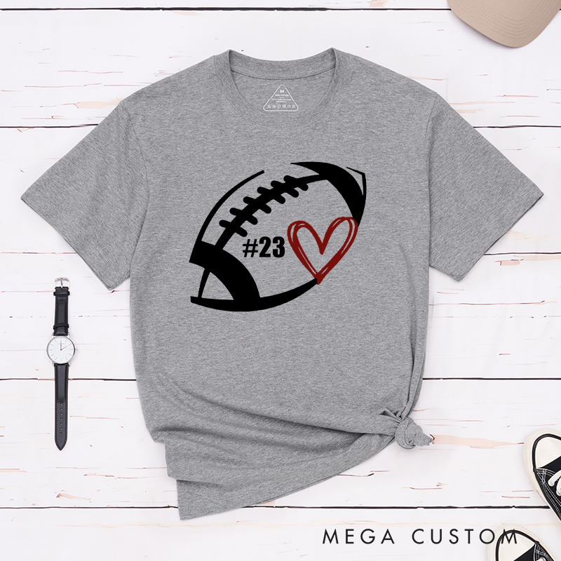 Personalized American Football and Rugby T-Shirts Featuring Custom Number on the Front