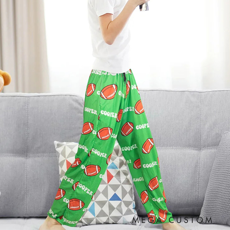 Personalized Sports Themed Pajama Pants with Custom Name and Number 