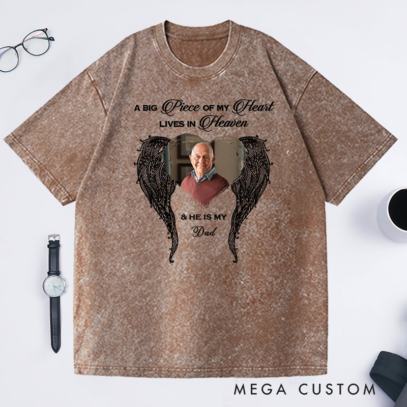 Personalized Memorial Photo Angel Washed T-Shirt Custom in Loving Memory Shirt Funeral Remembrance Tee Memorial Gift