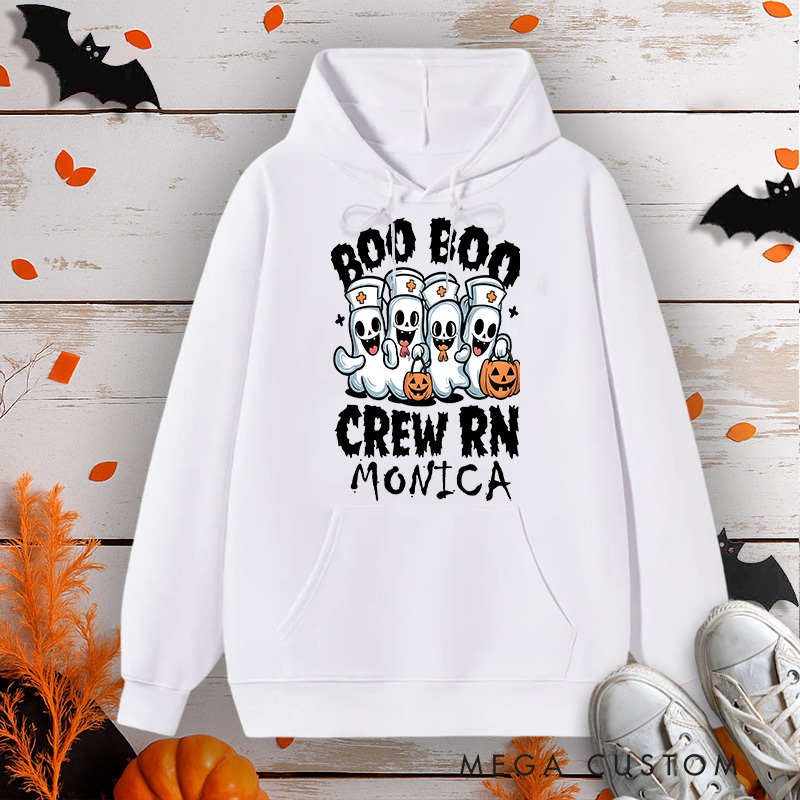 Personalized Hoodies for Nurse Customized Boo Boo Crew RN Design Hoodies Halloween Nurse Hoodie