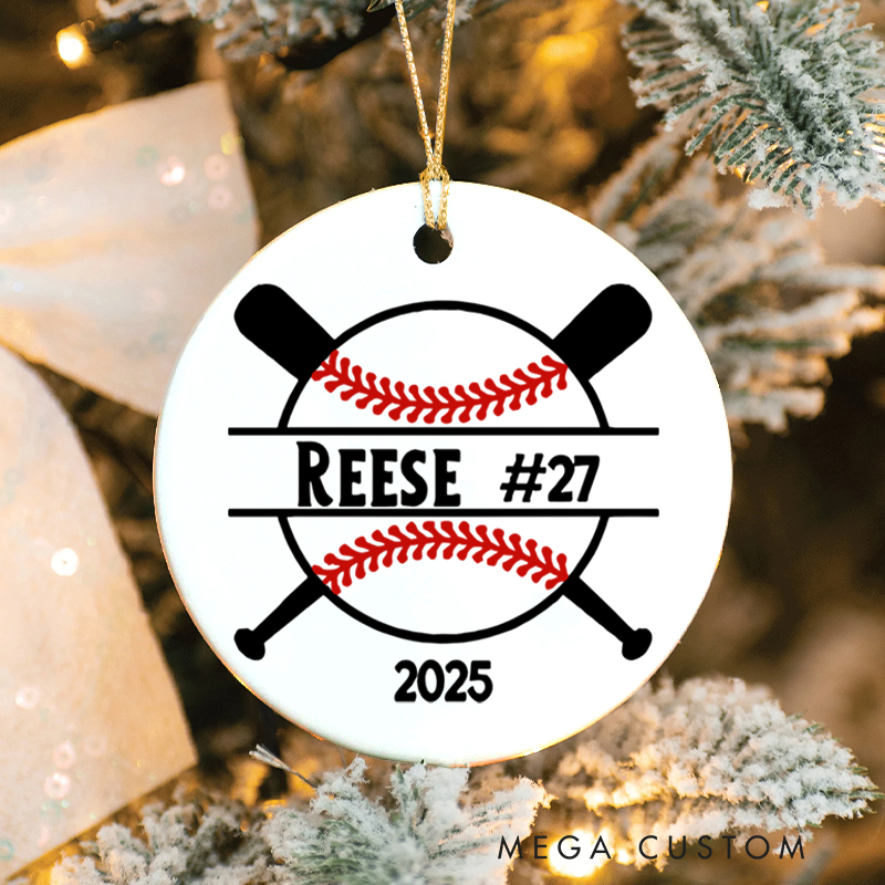 Personalized Ceramic Baseball Christmas Ornament with Custom Text  