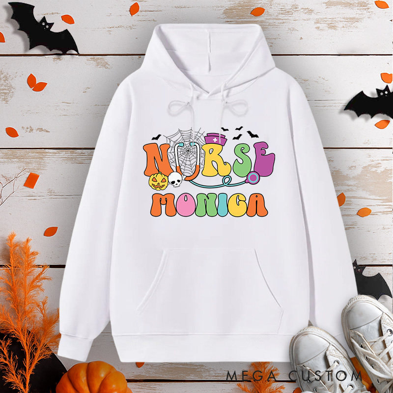 Personalized Hoodies for Nurse Customized Colorful Nurse Design Hoodies Halloween Nurse Hoodie
