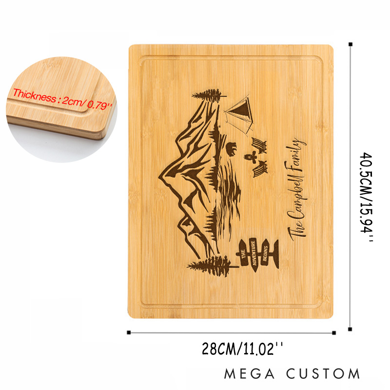 Personalized Camping Cutting Board Engrave the Adventure Begins Cutting Board Gift for Hiking Camping Life Campfire Lovers