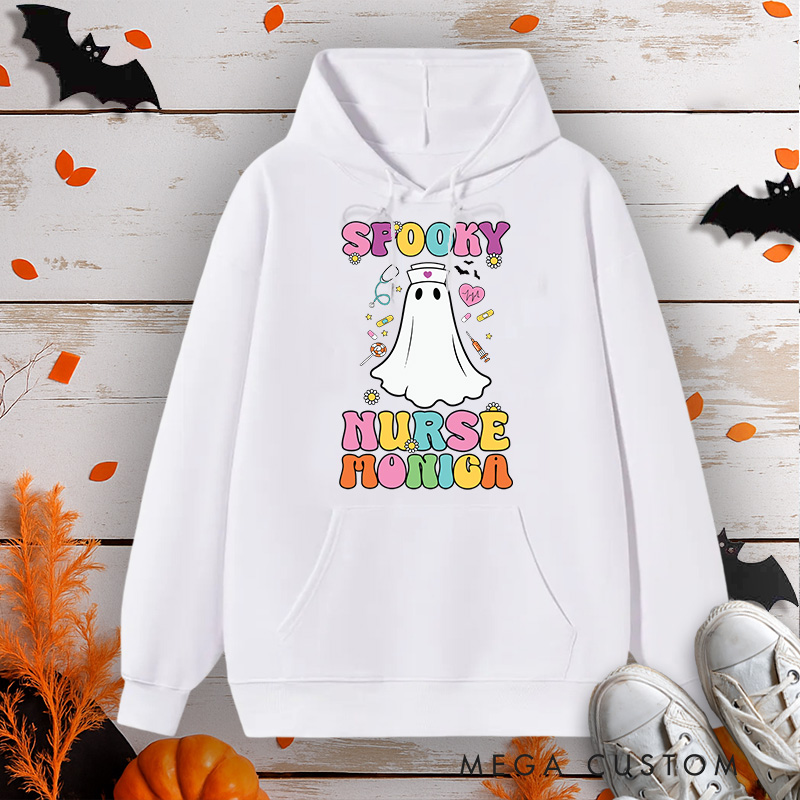 Personalized Hoodies for Nurse Customized Spooky Nurse Design Hoodies Halloween Nurse Hoodie