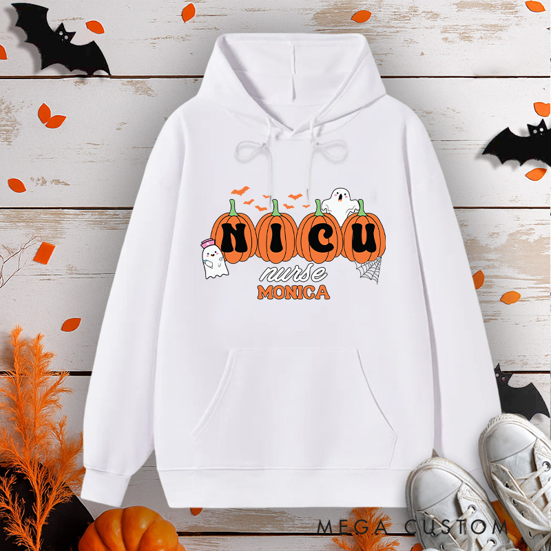 Personalized Hoodies for Nurse Customized NICU Nurse Design Hoodies Halloween Nurse Hoodie