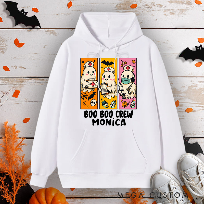 Personalized Hoodies for Nurse Customized Boo Boo Crew Cute Ghost Design Hoodies Halloween Nurse Hoodie