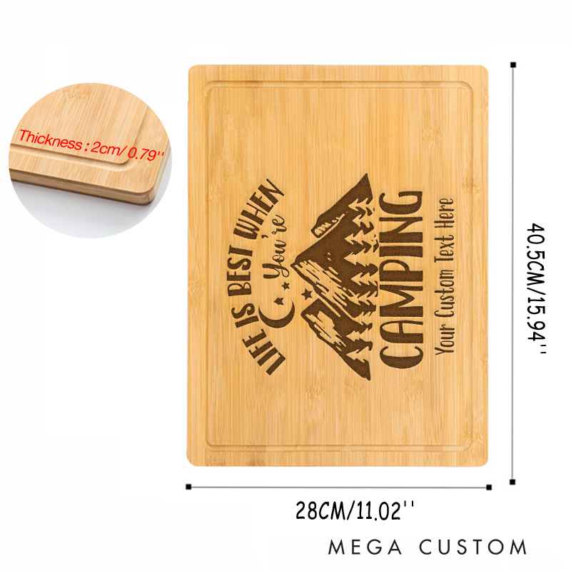 Personalized Bamboo Camping Cutting Board Campers and Rv Lover Cutting Board Gift for Outdoor Nature Lover