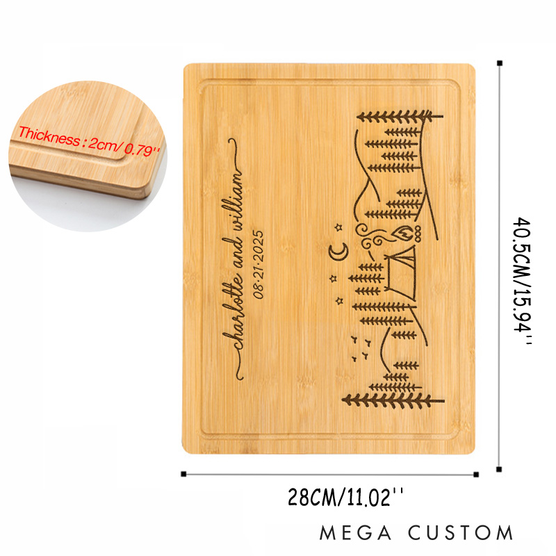 Personalized Camping Cutting Board Engraved Cutting Board Outdoor Adventure Hiking Board Gift for Couple