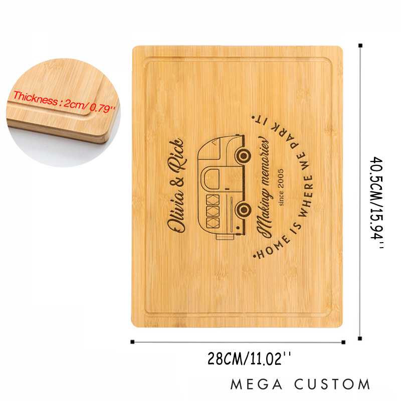 Personalised Engraved Campervan Wooden Chopping Board Motorhome Meat Board Outdoor Camping Gift for Couple