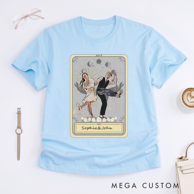 Personalized Swing Dancer T-Shirts Vintage Couple Dance Lovers Custom Name Retro Swing Dance Apparel for Men and Women Funny Unique Dancing Present