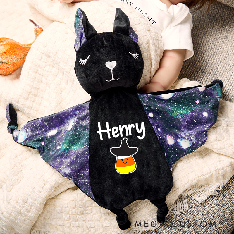 Personalized Baby Bat Security Blanket Lovey Animal Blanket New Baby Girl Boy Gift