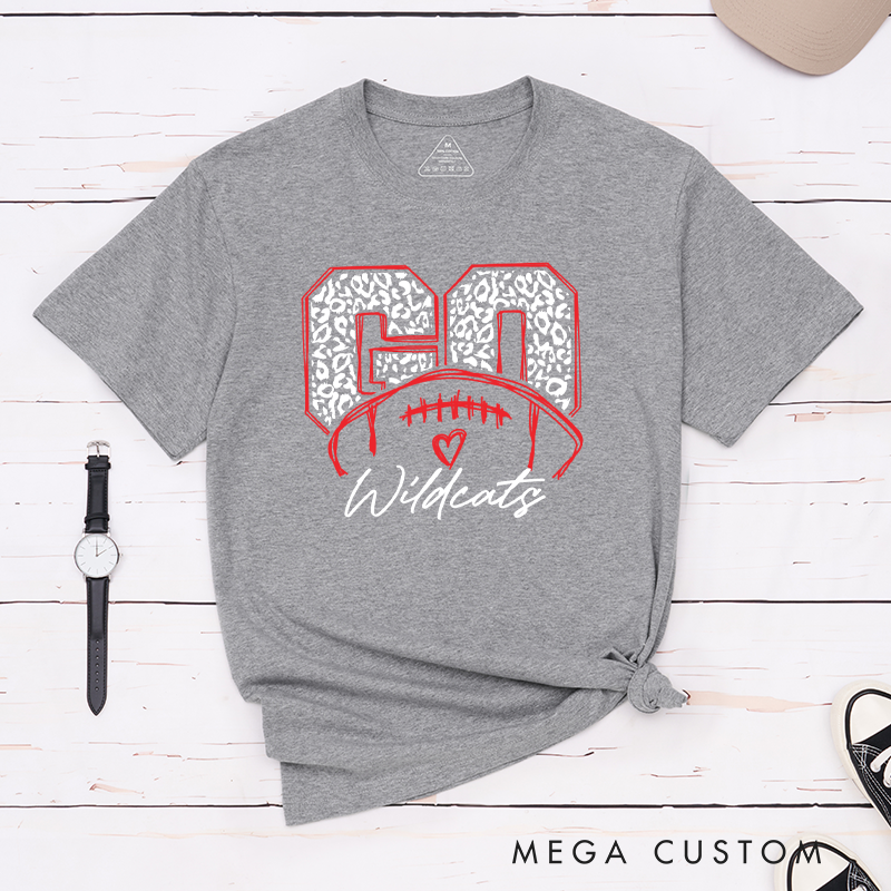 Personalized American Football and Rugby Leopard T-Shirts Featuring Custom Your Team Name on the Front