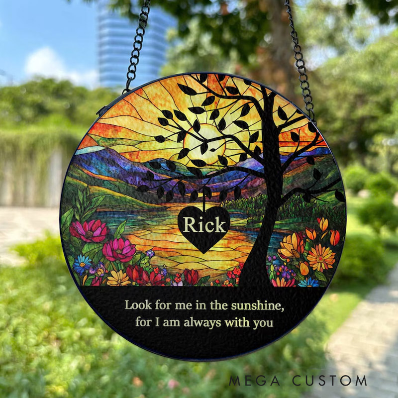 Personalized Memorial Stained Glass Suncatcher Lightcatcher Loss of Loved One Sympathy Gift Remembrance Gifts